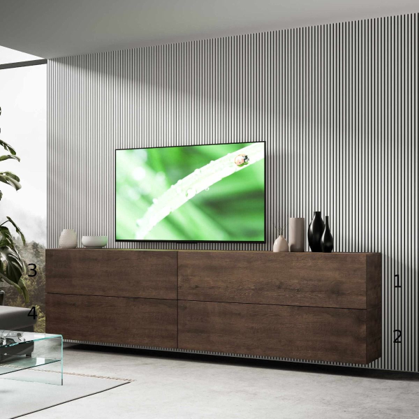 Élément mural suspendu en bois moderne en noyer A102