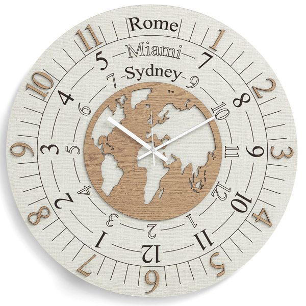 Orologio rotondo moderno TIME ZONE in legno laminato D30cm TTE