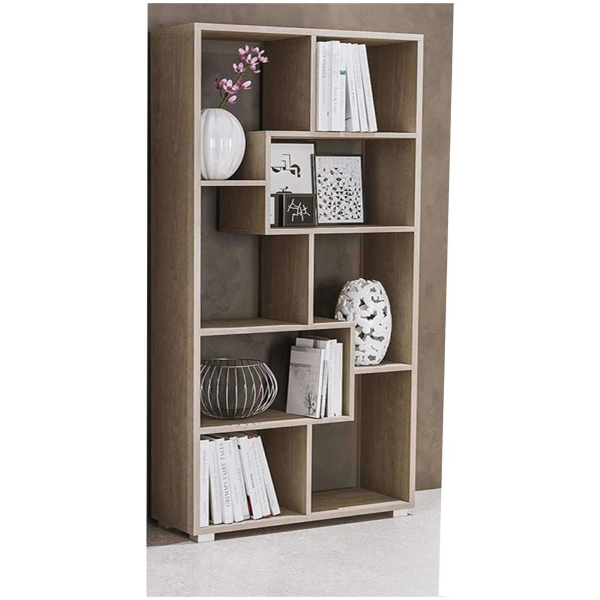 Modern bookcase in Quercia Natura wood 74x156h cm ZIG ZAG