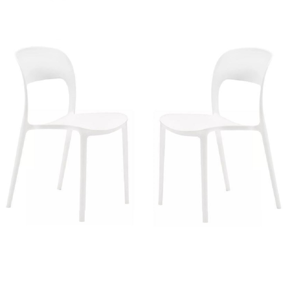 Sedia impilabile in polipropilene NATHAN bianco set 2 pezzi