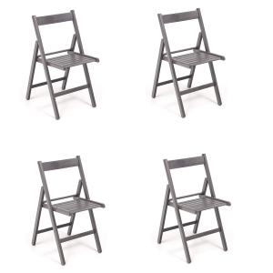 Set 4 folding chairs in gray colored luxury wood