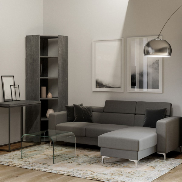 Concrete corner wooden bookcase 60x204h cm - KATO A