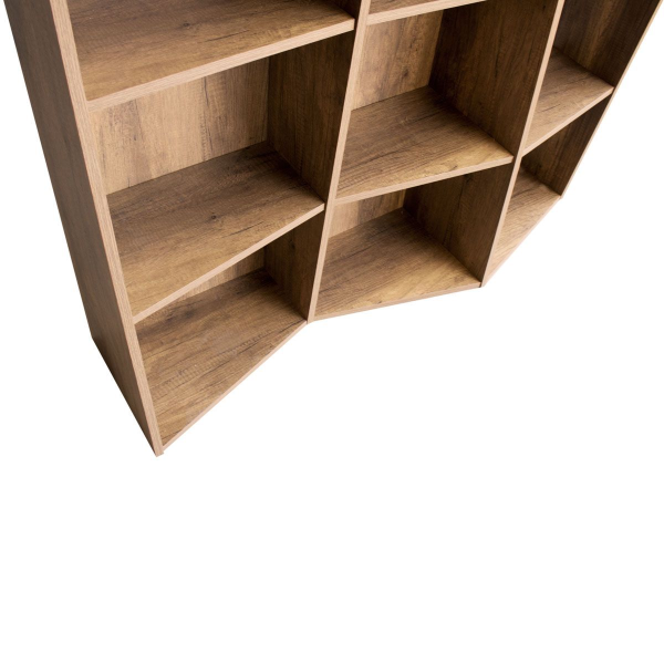 Libreria in legno Noce 227x200h cm con 5 elementi e vani trapezoidali TREK