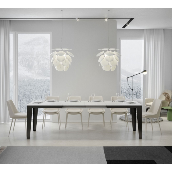 Extendable table up to 420 cm FLAME Evolution 160 with white finish top