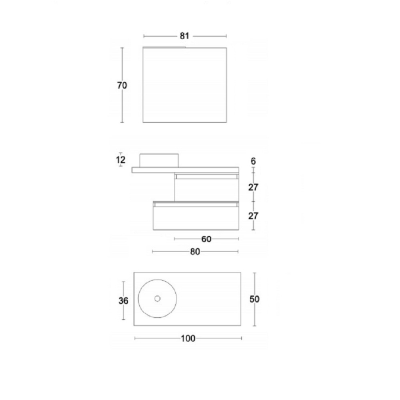 Suspended bathroom cabinet 100 cm with LED mirror and sink - NINFA2