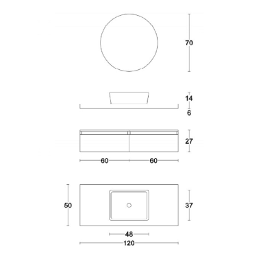 Suspended bathroom cabinet 120 cm Green with sink and LED mirror - NINFA1