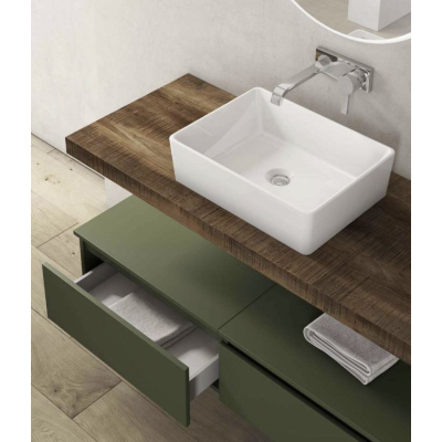 Suspended bathroom cabinet 120 cm Green with sink and LED mirror - NINFA1