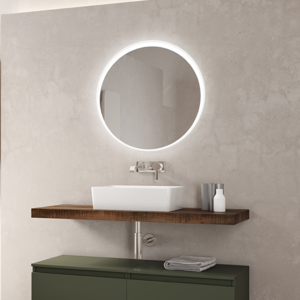 Led backlit round bathroom mirror 70x70 cm