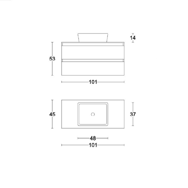 Moderner Hängebadezimmerschrank mit Doppelschublade Tabacco mit Waschbecken