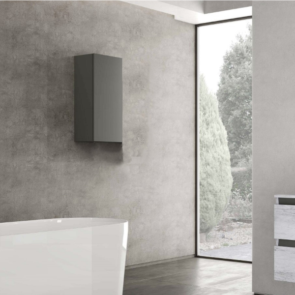 CUBE single suspended wall unit with reversible door in Matt Graphite