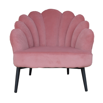 Poltrona da camera in velluto con schienale imbottito a conchiglia BAIA ROSA ANTICO
