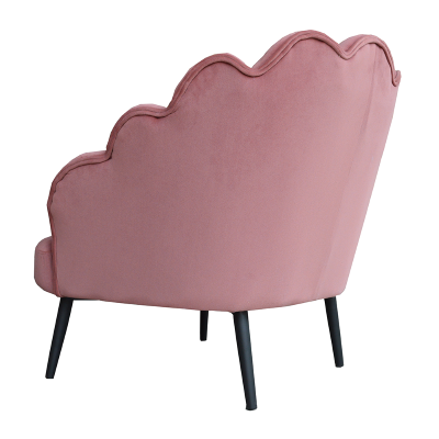 Poltrona da camera in velluto con schienale imbottito a conchiglia BAIA ROSA ANTICO