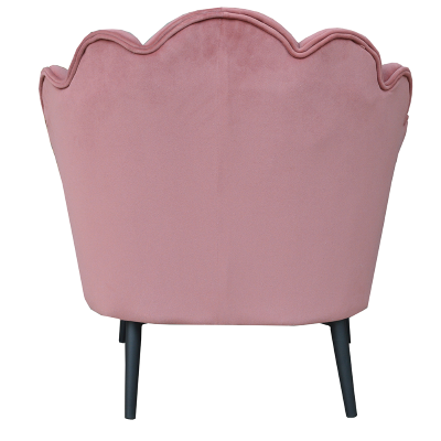 Poltrona da camera in velluto con schienale imbottito a conchiglia BAIA ROSA ANTICO