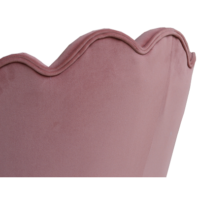 Poltrona da camera in velluto con schienale imbottito a conchiglia BAIA ROSA ANTICO