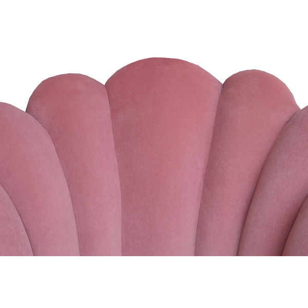 Poltrona da camera in velluto con schienale imbottito a conchiglia BAIA ROSA ANTICO