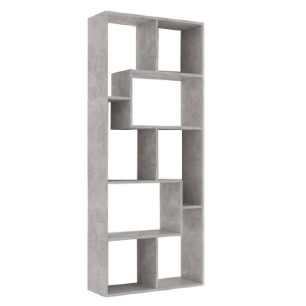 Modern bookcase in Cemento wood 74x156h cm ZIG ZAG