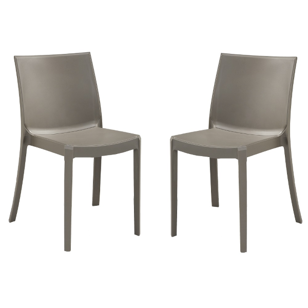 Sedia in polipropilene impilabile per interni ed esterni Perla Tortora Set 2 pezzi
