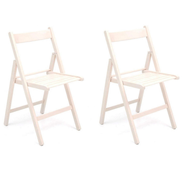 2 chaises pliables en bois blanc