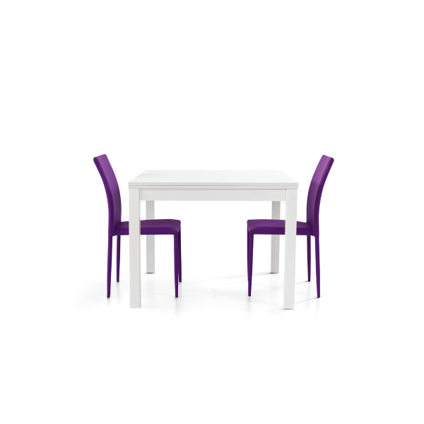 Mesa cuadrada 90x90 extensible a 180 cm apertura como un libro en acabado White