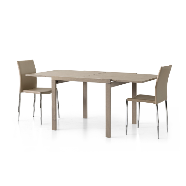 Mesa cuadrada 90x90 extensible a 180 cm apertura como un libro en acabado Grey