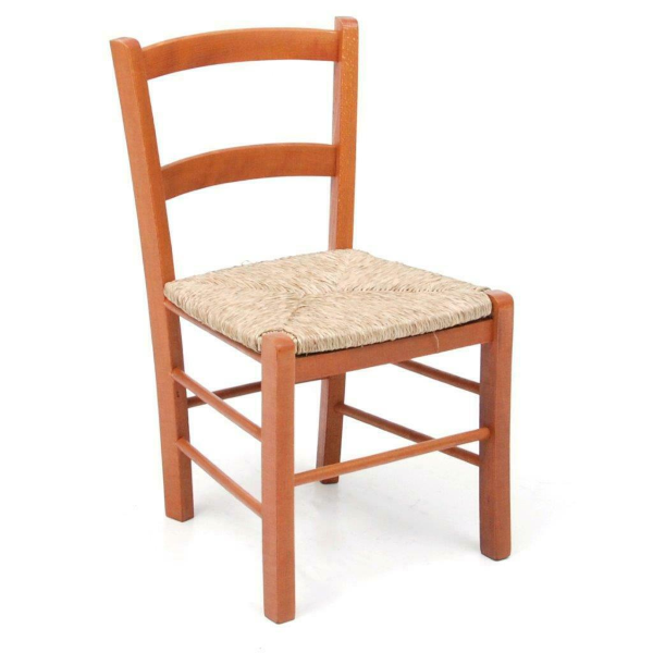 Chaise en bois assise en paille MEZZANA Cerisier 71x39x39 cm Hauteur d'assise 39 cm