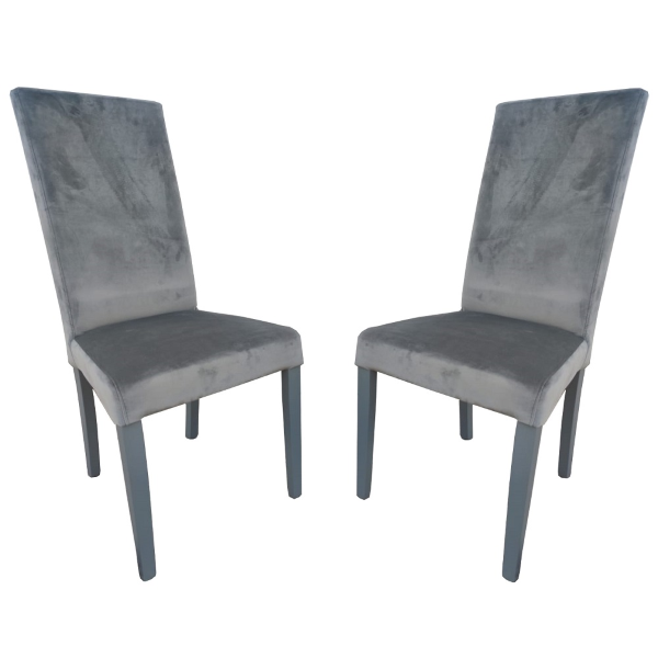 Chaise en velours avec pieds peints GRIS mod.DENVER Lot de 2