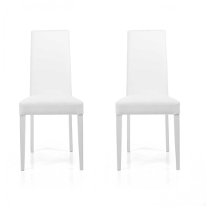 Silla de ecopiel con patas pintadas de BLANCO mod. Juego de 2 piezas DENVER
