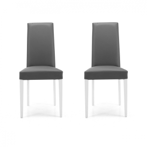 ANTHRACITE eco-leather chair with WHITE painted legs mod. DENVER Set of 2 pieces