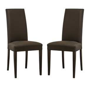 Silla en ecopiel con patas pintadas MARRÓN OSCURO mod. Juego de 2 piezas DENVER