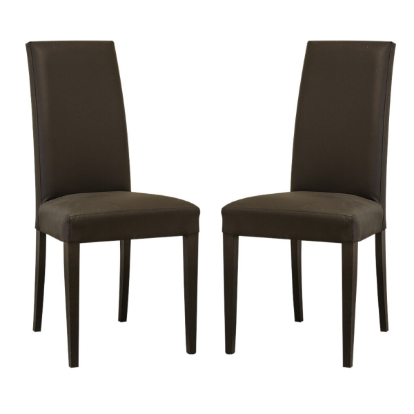 Öko-Ledersessel mit lackierten Beinen DARK BROWN mod. DENVER 2-teiliges Set