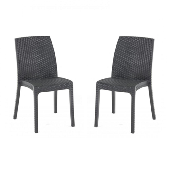 VIRGINIA Stuhl aus Rattanimitat 2 Stück Anthrazit