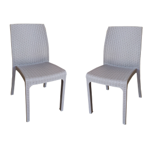 VIRGINIA chair in imitation rattan 2 pieces anthracite dove-grey