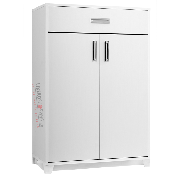 Wooden cabinet with 2 doors and 1 drawer 81x120h cm multipurpose White
