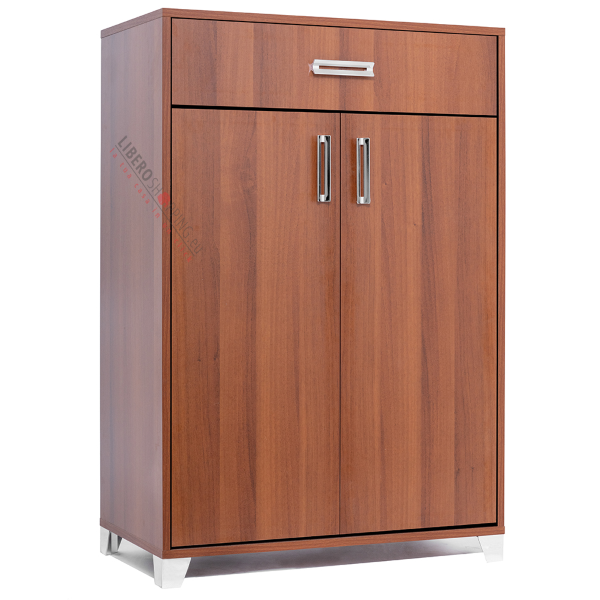 Wooden cabinet with 2 doors and 1 drawer 81x120h cm multipurpose Noce