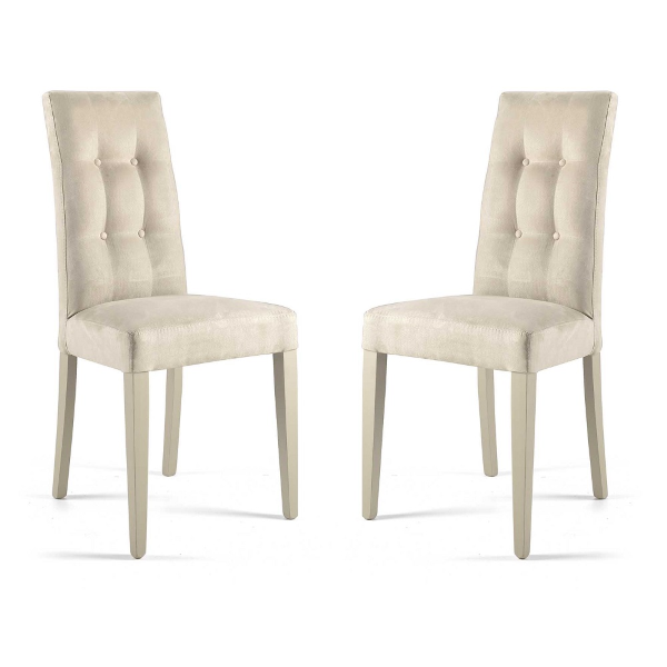 DOUGLAS beige Alcantara Stoff Küchenstuhl Set 2 teilig