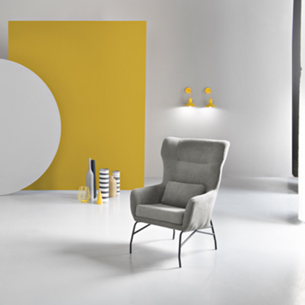 Stoffsessel mit Metallbeinen FRY hellgrau