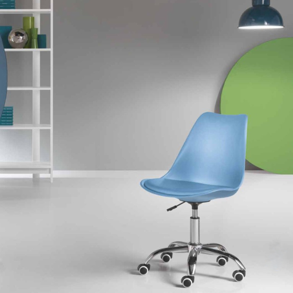 Bürostuhl aus Polypropylen mit Sitz aus Kunstleder mit Metallgestell CARLA blau