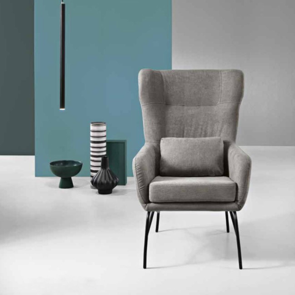 Stoffsessel mit Metallbeinen FRY hellgrau