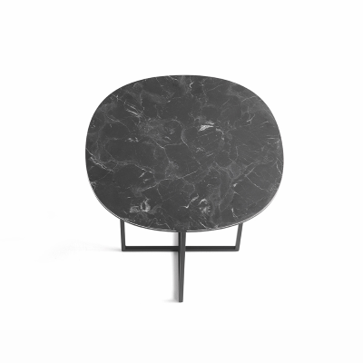 Metal coffee table with black marble effect glass top GINNI 50