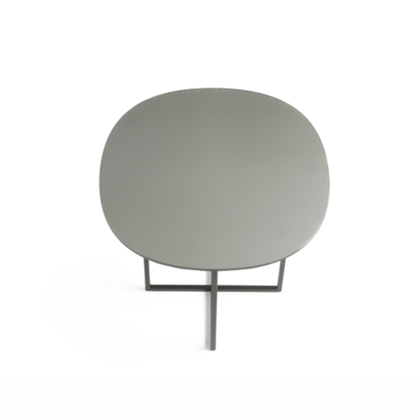 Couchtisch aus Metall mit Rauchglasplatte und schwarzem Fuß GINNI 50