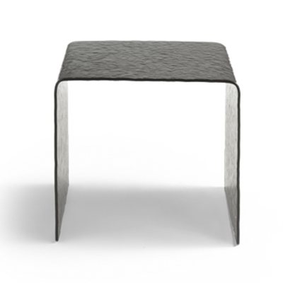 Table basse en verre trempé effet martelé fumé - PLINIO