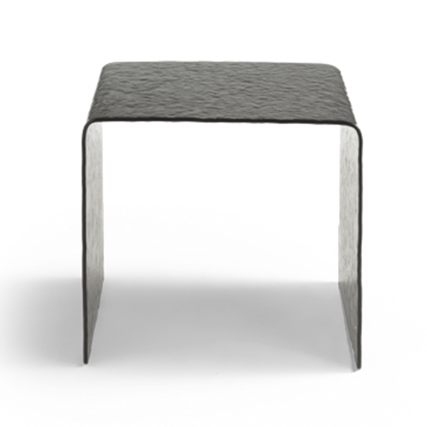 Table basse en verre trempé effet martelé fumé - PLINIO