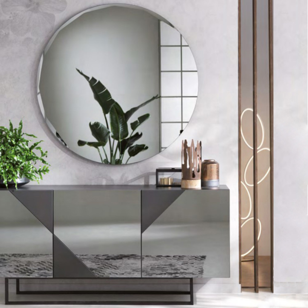 Miroir rond avec meulage latéral D120 cm HARA fumé