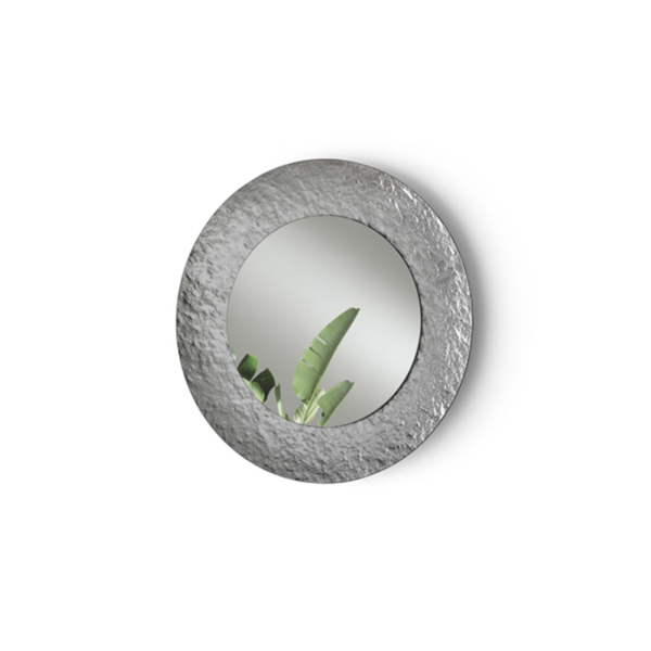 Miroir rond D90cm avec cadre en verre trempé effet martelé NIDRA fumé
