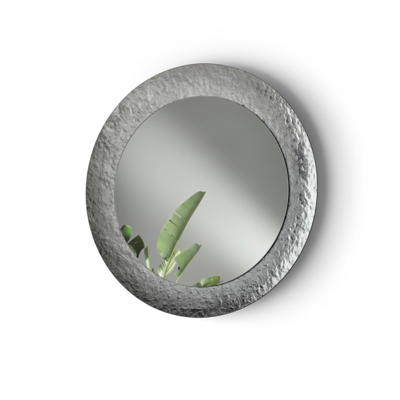 Miroir rond D120cm avec cadre en verre trempé effet martelé NIDRA fumé