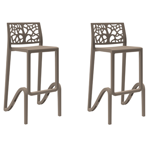 Stapelbarer Barhocker hoch Sitzhöhe 75 cm TETI Taubengrau 2er Set