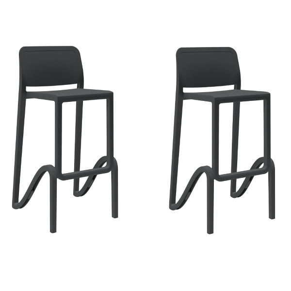 Polypropylen Hocker H75 cm LARA schwarz Set 2 Stück