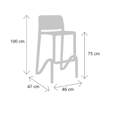 Polypropylen Hocker H75 cm LARA schwarz Set 2 Stück