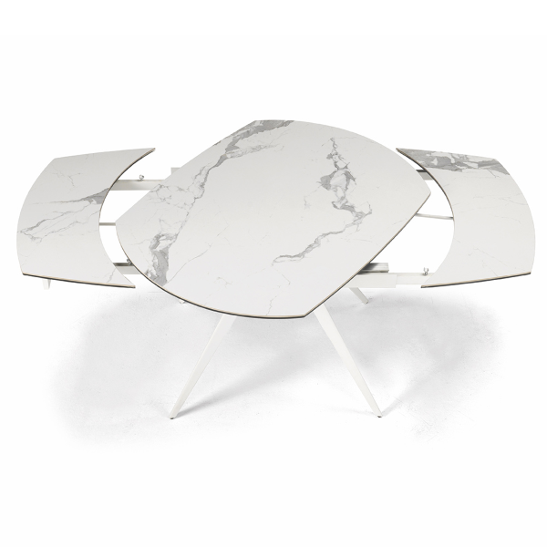 Extendable table 180 cm white ACHILLE marble-effect porcelain stoneware top