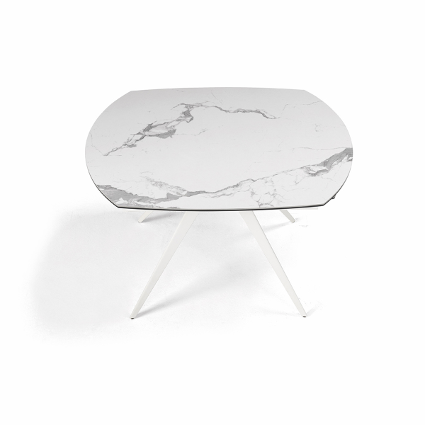 Extendable table 180 cm white ACHILLE marble-effect porcelain stoneware top